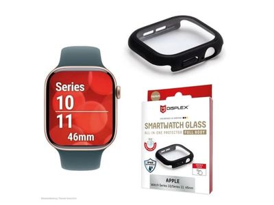 Displex 02135, Skärmskydd, Smartwatch, Svart, Apple, Apple Watch 11/10 (46mm), Polykarbonat, Härdat glas
