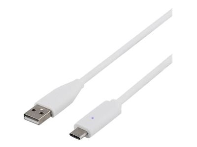 DELTACO - USB-kabel - USB (hann) til USB-C (hann) - USB 2.0 - 25 cm - hvit