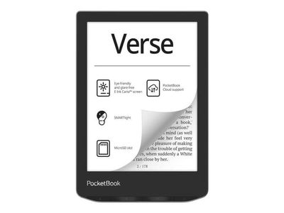 PocketBook 629 Verse - eBook-leser - Linux 3.10.65 - 8 GB - 6" 16 grånivåer (4-bts) E Ink Carta (758 x 1024) - berøringsskjerm - Wi-Fi - grå