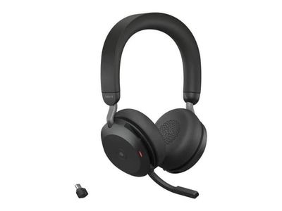 Jabra Evolve2 75 - Hodesett - on-ear - Bluetooth - trådløs - aktiv støydemping - USB-C - lydisolerende - svart - med ladestativ - Certified for Mic...