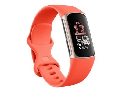 Fitbit Charge 6 - Champagne gold aluminium - aktivitetspårare med evighetsband - silikon - korall - Bluetooth, NFC