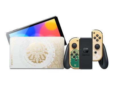Nintendo Switch OLED - The Legend of Zelda: Tears of the Kingdom Edition - Spillkonsoll - Full HD - hvit, gull, grønn