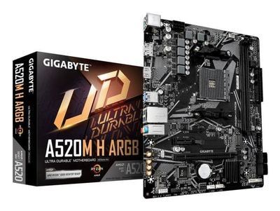 Gigabyte A520M H - Moderkort - Socket AM4 - USB 3.2 Gen 1 - inbyggda grafiken (CPU krävs) - HD-ljud (8 kanaler)