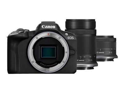 Canon EOS R50 - Digitalkamera - spegellöst - 24.2 MP - APS-C - 4 K / 30 fps - 2.5x optisk zoom RF-S 18-45 mm F4,5-6,3 IS STM objektiv, 55-210 mm F5...