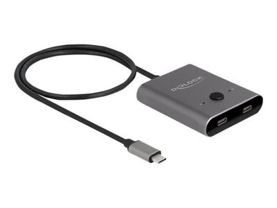 Delock Switch 2 to 1 - Hub - toveis, 8K, 10 Gbps - 2 x USB-C (Power Delivery) - stasjonær