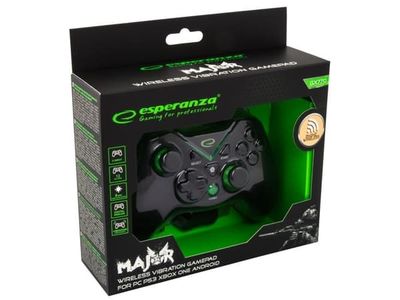 Esperanza Major - Håndkonsoll - 12 knapper - trådløs - Bluetooth - svart - for PC, Sony PlayStation 3, Microsoft Xbox One