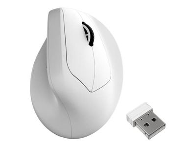 Keychron M5 - Vertikal mus - ergonomisk - optisk - 7 knappar - trådlös, kabelansluten - 2.4 GHz, Bluetooth 5.3, USB-C - vit