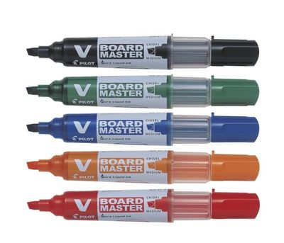 Pilot V Board Master Begreen - Markør - for whiteboard - svart, rød, blå, grønn, oransje - 2.2-5.2 mm - medium (en pakke 5)