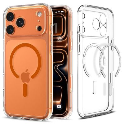 Spigen Ultra Hybrid (MagFit), Etui, Apple, iPhone 17 Pro, 16 cm (6.3"), Oransje, Gjennomsiktig