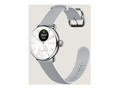 Withings ScanWatch 2 - 38 mm - rostfritt stål - smart klocka med hybridfunktion med band - fluoroelastomer - handledsstorlek: 146-211 mm - monokrom...
