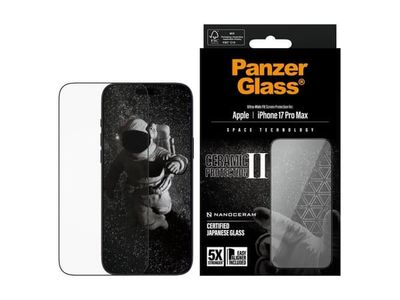 PanzerGlass Ceramic Protection II - Skjermbeskyttelse for mobiltelefon - ultravid passform m. EasyAligner - glass - rammefarge svart - for Apple iP...