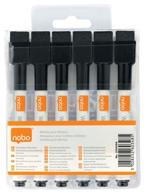 Whiteboardtusj Nobo Mini Fine svart - med magnet - (6 stk./pakning)