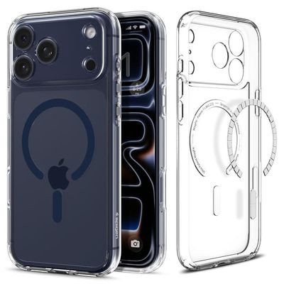 Spigen Ultra Hybrid (Mag Fit), Etui, Apple, iPhone 17 Pro, 16 cm (6.3"), Mørkeblå, Gjennomsiktig