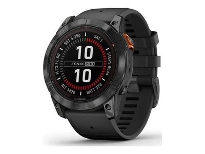 Garmin Fenix 7X Pro - Solar Edition - 51 mm - skiffergrå - Ja sportklocka med band - silikon - svart - handledsstorlek: 127-210 mm - display 1.4" -...
