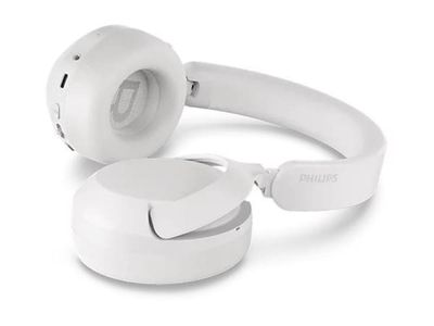 Philips TAH6000WT - Hörlurar med mikrofon - montering över örat - Bluetooth - trådlös, kabelansluten - aktiv brusradering - 3,5 mm kontakt, USB-C -...