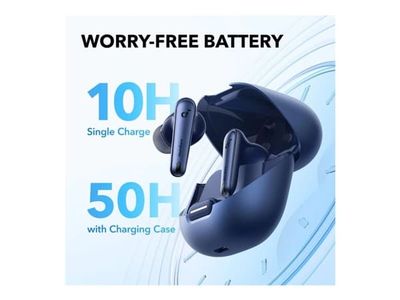 Soundcore Liberty 4 NC - True wireless-hörlurar med mikrofon - inuti örat - Bluetooth - aktiv brusradering - marinblå