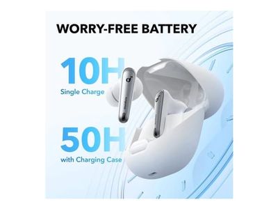 Soundcore Liberty 4 NC - True wireless-hodetelefoner med mikrofon - i øret - Bluetooth - aktiv støydemping - klarhvitt