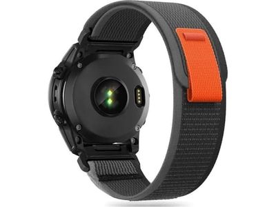 Braders Nylon Garmin Fenix 5 / 6 / 6 Pro / 7 Czarny / Pomarańczowy