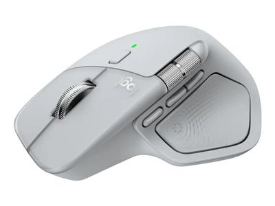 Logitech MX Master 4 - Mus - 8 knappar - trådlös - Bluetooth, 2.4 GHz - trådlös USB-mottagare - blekgrå