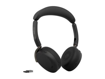 Jabra Evolve3 65 Flex UC - Hodesett - on-ear - Bluetooth - trådløs, kablet - aktiv støydemping - USB-A via Bluetooth-adapter, USB-C - svart - Zoom ...