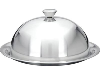 Excellent Houseware serveringsfat i stål med lokk, tallerken 20 cm