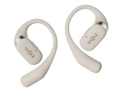 Shokz OpenFit - True wireless-hörlurar med mikrofon - öppet öra - montering över örat - Bluetooth - beige