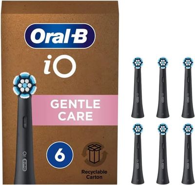 Oral-B iO Series Gentle Care Tannbørstehoveder - Svart - 6-pakning