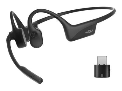 SHOKZ OpenComm2 UC - Industrial Version - hodesett - åpent øre - bak-nakken-montering - Bluetooth - trådløs - USB-A via Bluetooth-adapter - svart -...