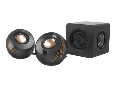 Creative Pebble X Plus - Högtalarsystem - för persondator - 2.1-kanals - trådlös - Bluetooth - 15 watt (Total) - svart