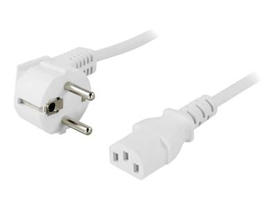 DELTACO DEL-109EV - Strömkabel - ström CEE 7/7 (hane) vinklad till ström IEC 60320 C13 rak - AC 250 V - 10 A - 1 m - vit