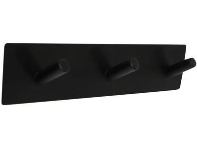 HOME It® selvklæbende knagerække med 3 kroge i rustfrit stål 20 x 4 cm matsort
