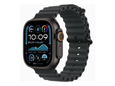 Apple Watch Ultra 2 - 49 mm - svart titan - smart klocka med Ocean-band - fluoroelastomer - svart - handledsstorlek: 130-200 mm - 64 GB - LTE, Wi-F...