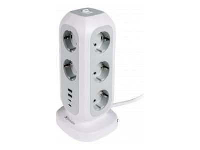 Verbatim EUPT-01 - Effektband - 15-i-1 europeisk multiplugg förlängning - AC 230 V - 3600 Watt - ingång: Typ F - utgångskontakter: 15 (11 x strömty...