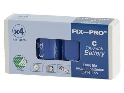 FIX-PRO BATTERI ALKALINE C LR14 LONG LIFE 4 STK