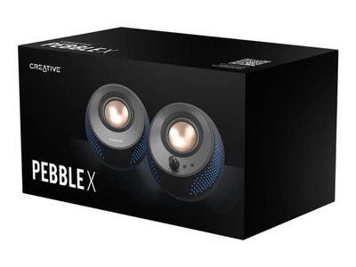 Creative Pebble X - Högtalare - för persondator - 2.0-kanals - trådlös - Bluetooth - 15 watt (Total) - svart