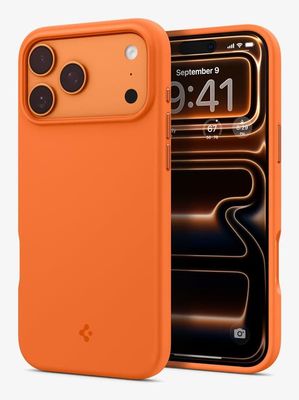 Spigen iPhone 17 Pro Max Silicone Fit (Mag Fit) mobildeksel, oransje