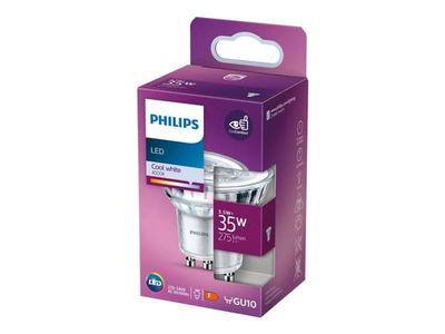 Philips LED Classic - LED-spotlight - GU10 - 3.5 W (motsvarande 35 W) - klass F - svalt vitt ljus - 4000 K