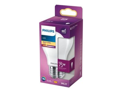 Philips Hehkulankalamppu, huurrettu 75W A60 E27, 8,5 W, 75 W, E27, 1055 lm, 15000 h, Lämmin valkoinen