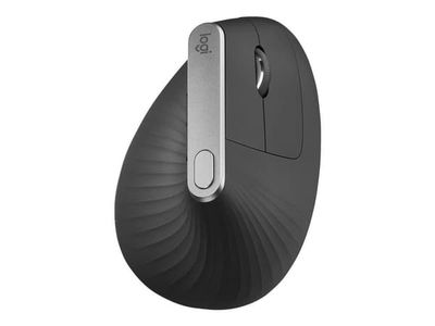 Logitech MX Vertical - Vertikal mus - ergonomisk - optisk - 6 knapper - trådløs, kablet - Bluetooth, 2.4 GHz - USB trådløs mottaker - grafitt