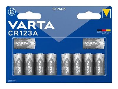 Varta LITHIUM Cylindr. CR123A Bli10 Fotobatteri CR-123A Lithium 1430 mAh 3 V 10 stk