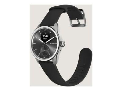 Withings ScanWatch 2 - 42 mm - rostfritt stål - smart klocka med hybridfunktion med band - fluoroelastomer - handledsstorlek: 163-239 mm - monokrom...