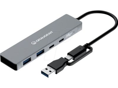 GrauGear GG 18116 - USB 3.1 4-port hub 2x A-C med A/C-tilkoblingskabel (G-HUB2C2A-10G)