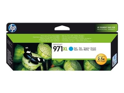HP 971XL - Høy ytelse - cyan - original - blekkpatron - for Officejet Pro X451dn, X451dw, X476dn MFP, X476dw MFP, X551dw, X576dw MFP