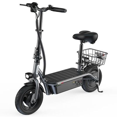 iScooter F2 Elscooter med säte och korg - 500W motor, 30 km räckvidd, 10" luftfyllda däck, hopfällbar design för stadspendling