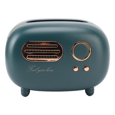 Retro Radio Formet Servietboks, Grøn Vintage Radio Servietholder til Badeværelse Stue Soveværelse Natbord Skrivebord Bord