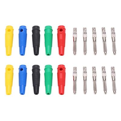 10-pack 4 mm 7-stifts banankontakt 1000V 32A stapelbar banankontakt hankontakt med mjuk hylsa för ljudkabel