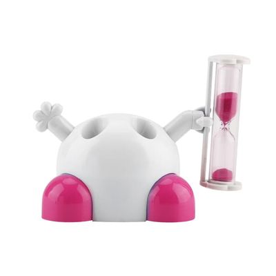 Tandbørsteholder Børn Tandbørstning Timeglas 3 Minutters Nedtællingstimer (Pink)