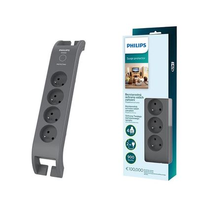 Jatkojohto Philips SPN3140A/60 ylijännitesuojattu 4 pistorasiaa 2 m harmaa