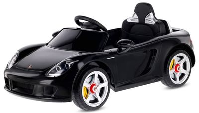 SUN BABY Porsche Carrera GT Cabrio elbil för barn 3–6 år, 2 motorer, 12V/4,5Ah, MP3, fjärrkontroll - Svart