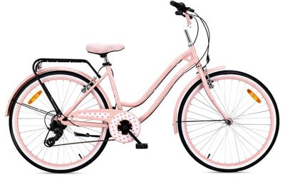 SUN BABY HEART BIKE damecykel 26 tommer Shimano 7 gear Bagagebærer Støtteben - Rosa